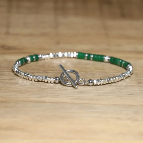 Handmade Hematite Picasso Steel Minimalist Bracelet