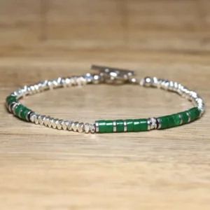 Handmade Hematite Picasso Steel Minimalist Bracelet - Image 7