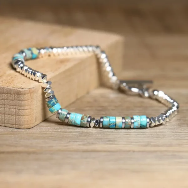 Handmade Hematite Picasso Steel Minimalist Bracelet