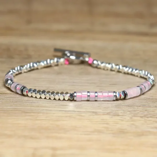 Handmade Hematite Picasso Steel Minimalist Bracelet