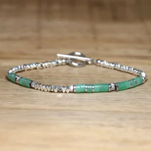 Handmade Hematite Picasso Steel Minimalist Bracelet - Image 12