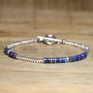 Handmade Hematite Picasso Steel Minimalist Bracelet - Image 11