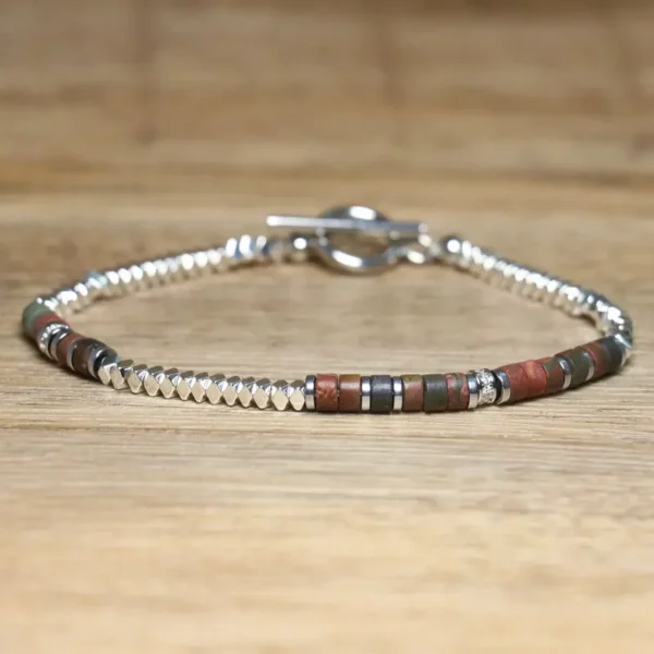 Handmade Hematite Picasso Steel Minimalist Bracelet