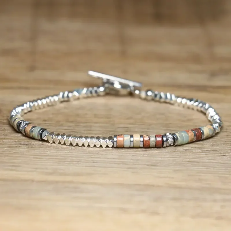 Sleek Hematite & Stainless Steel Bracelet - Image 1