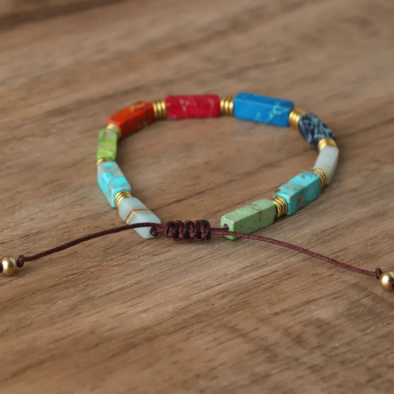 Dainty Turquoise Stone Beaded Bracelet, Adjustable - Image 2