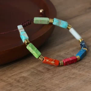 Dainty Turquoise Stone Beaded Bracelet, Adjustable - Image 3