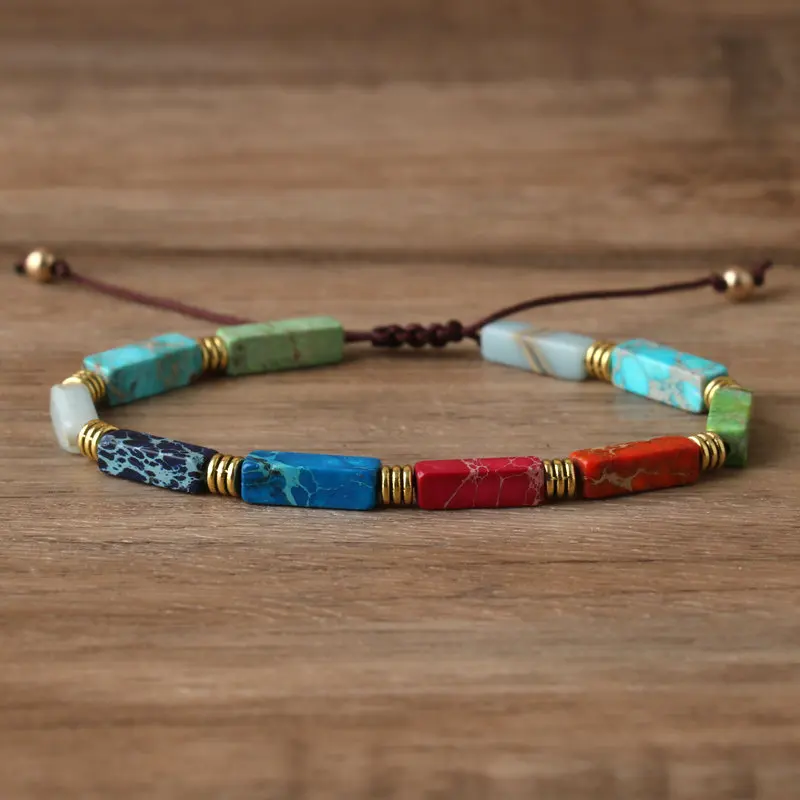 Dainty Turquoise Stone Beaded Bracelet, Adjustable - Image 5