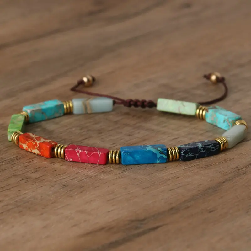 Dainty Turquoise Stone Beaded Bracelet, Adjustable - Image 1