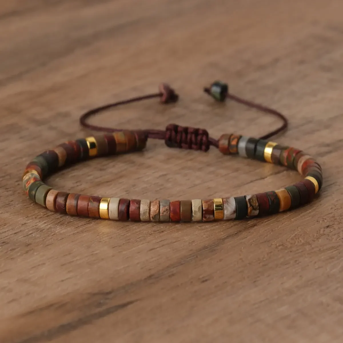 Natural Picasso Jasper Bracelet, Adjustable Fit - Image 1