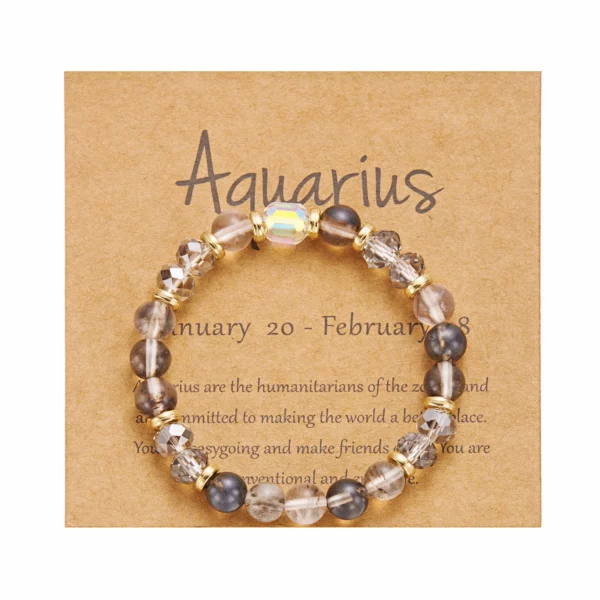 12 Constellation Crystal Beaded Bracelets for Women Men Natural Stone Handmade Cancer Virgo Leo Bangle Energy Friendship Jewelry