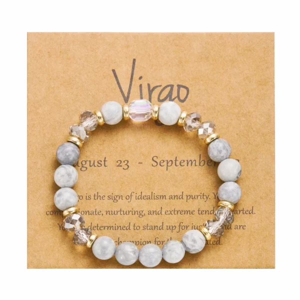 12 Constellation Crystal Beaded Bracelets for Women Men Natural Stone Handmade Cancer Virgo Leo Bangle Energy Friendship Jewelry