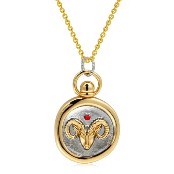 12 Zodiac Sign Necklace Creative Tarot Card Round Pendant Necklace Unisex Jewelry for Men and Women Holiday Commemorative Gift