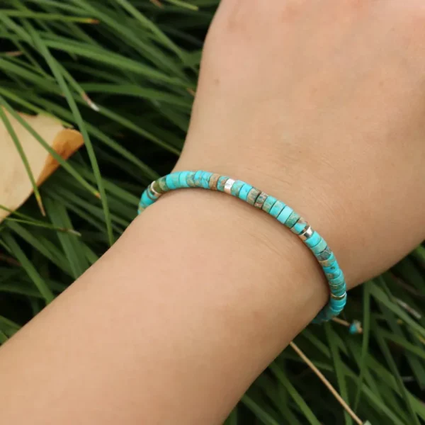 Natural Blue Emperor Stone Beaded Bracelet, Adjustable Fit