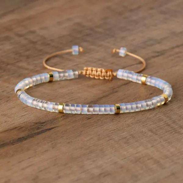 Natural Blue Emperor Stone Beaded Bracelet, Adjustable Fit