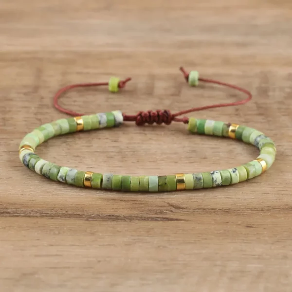 Natural Blue Emperor Stone Beaded Bracelet, Adjustable Fit