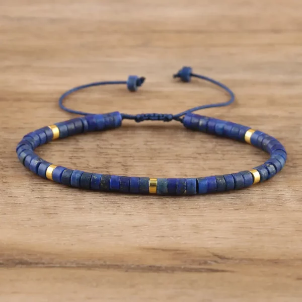 Natural Blue Emperor Stone Beaded Bracelet, Adjustable Fit