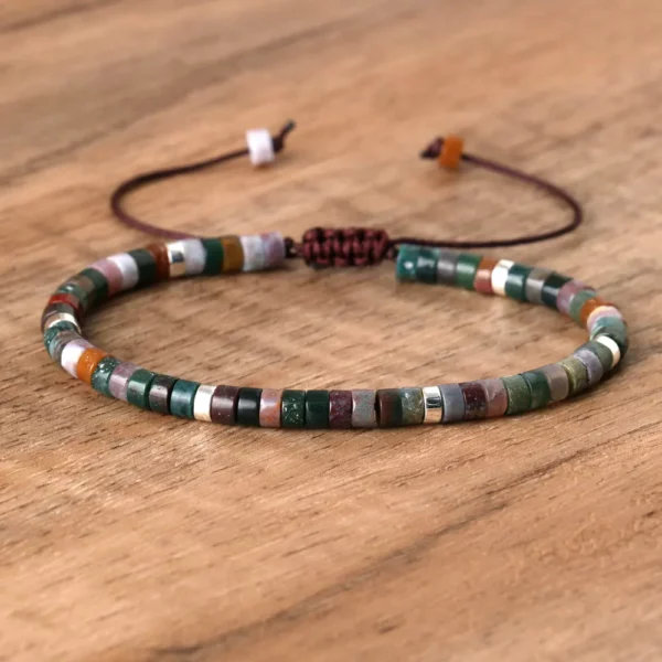 Natural Blue Emperor Stone Beaded Bracelet, Adjustable Fit