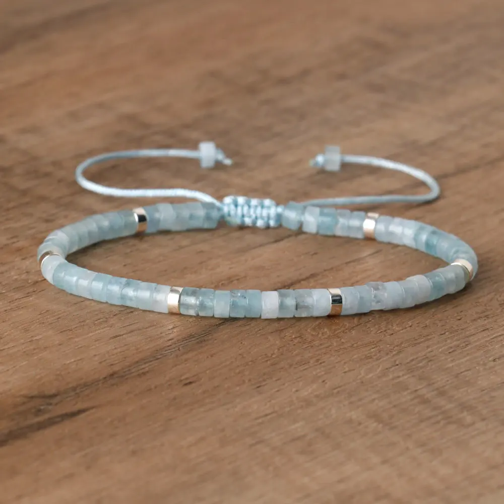 Natural Blue Emperor Stone Beaded Bracelet, Adjustable Fit - Image 42