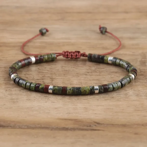 Natural Blue Emperor Stone Beaded Bracelet, Adjustable Fit
