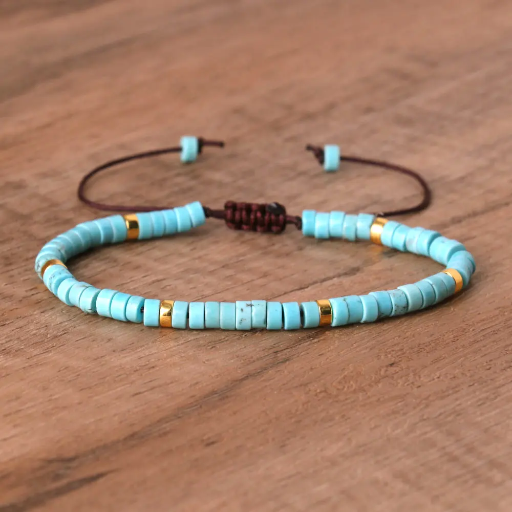 Natural Blue Emperor Stone Beaded Bracelet, Adjustable Fit - Image 21