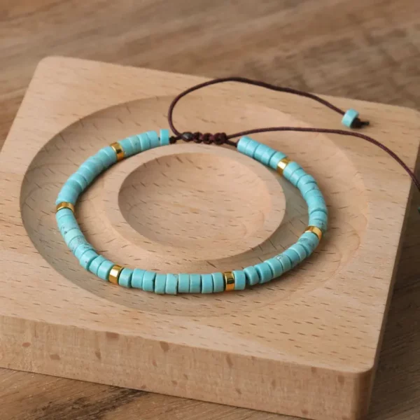 Natural Blue Emperor Stone Beaded Bracelet, Adjustable Fit