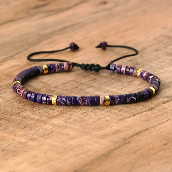 Natural Blue Emperor Stone Beaded Bracelet, Adjustable Fit