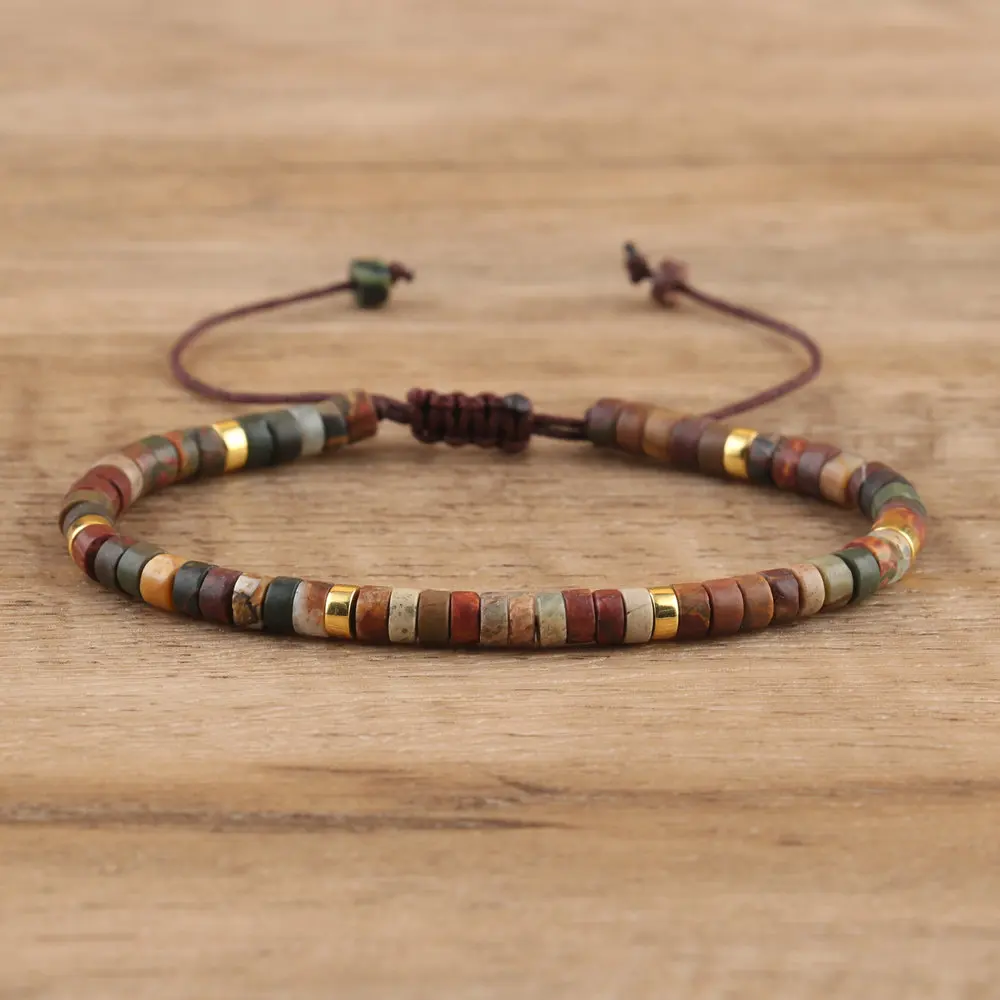 Natural Blue Emperor Stone Beaded Bracelet, Adjustable Fit - Image 33