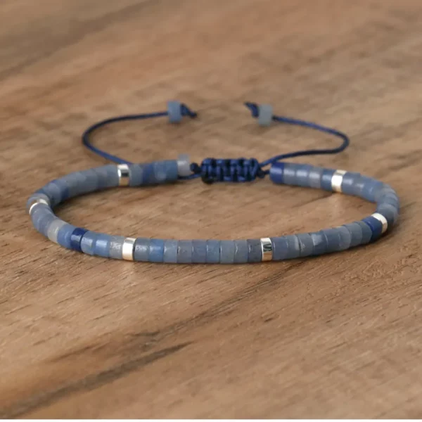 Natural Blue Emperor Stone Beaded Bracelet, Adjustable Fit