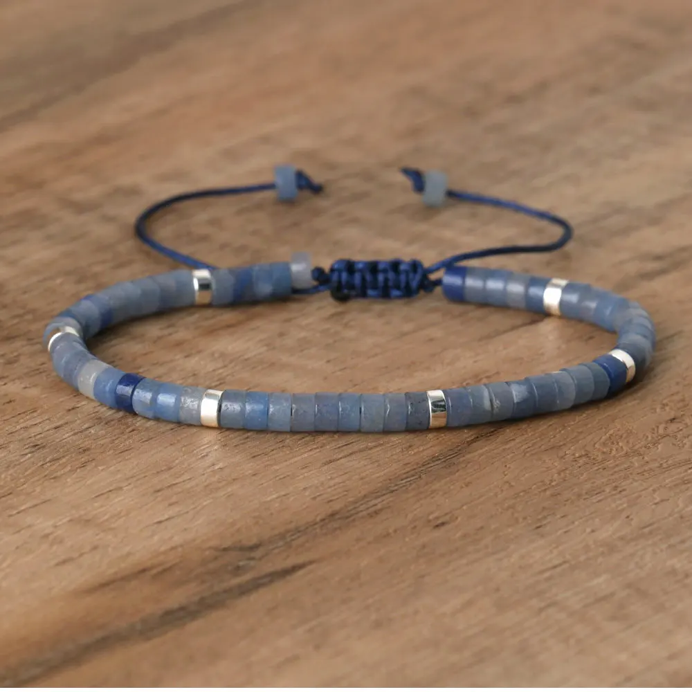 Natural Blue Emperor Stone Beaded Bracelet, Adjustable Fit - Image 34