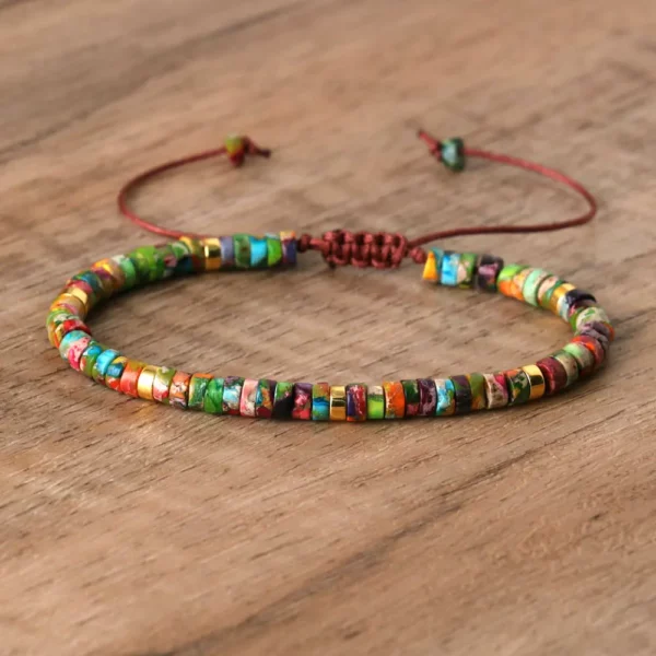 Natural Blue Emperor Stone Beaded Bracelet, Adjustable Fit