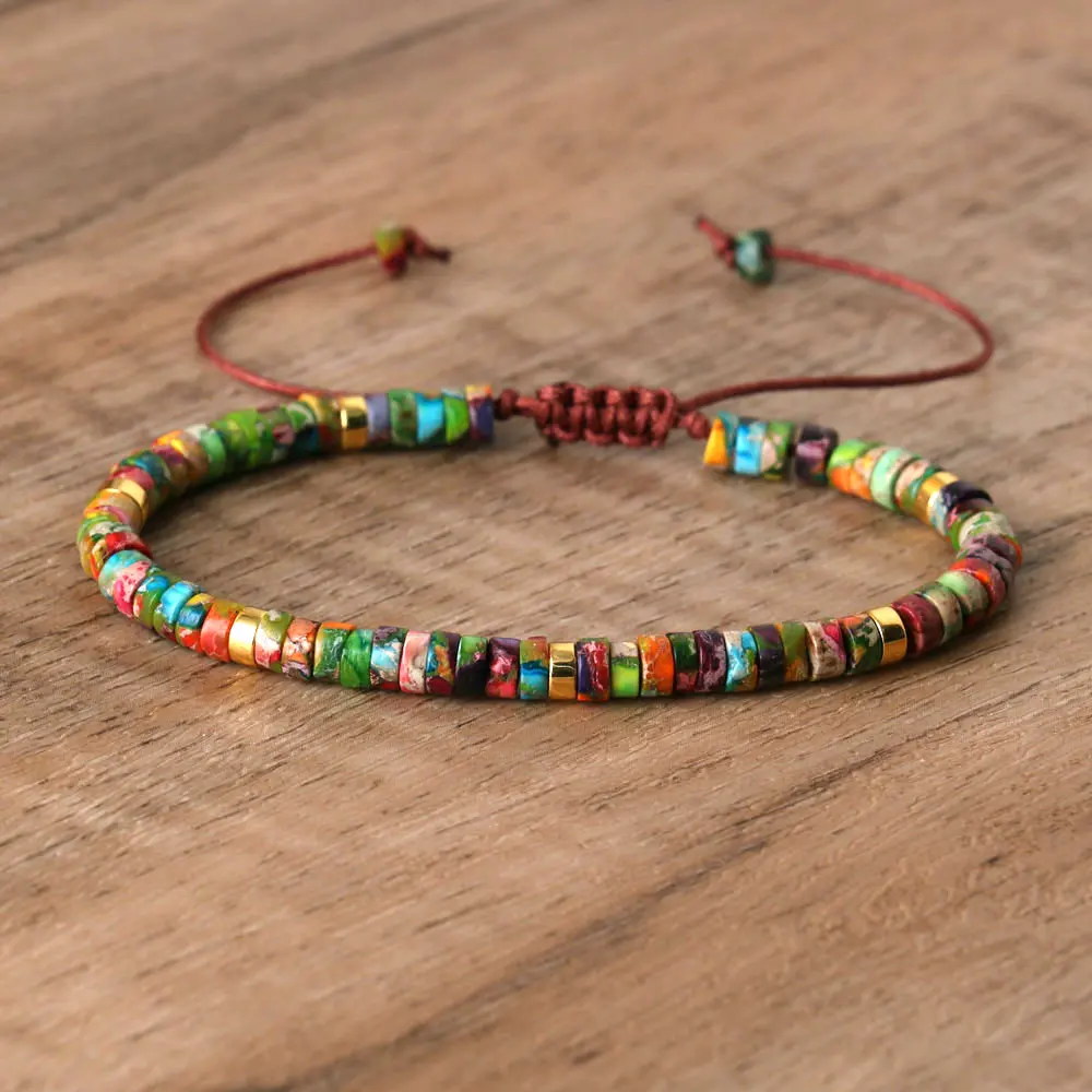 Natural Blue Emperor Stone Beaded Bracelet, Adjustable Fit - Image 29