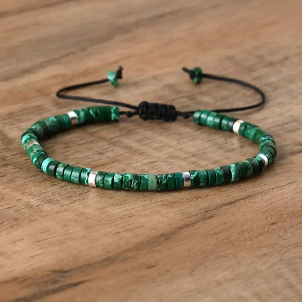 Natural Blue Emperor Stone Beaded Bracelet, Adjustable Fit