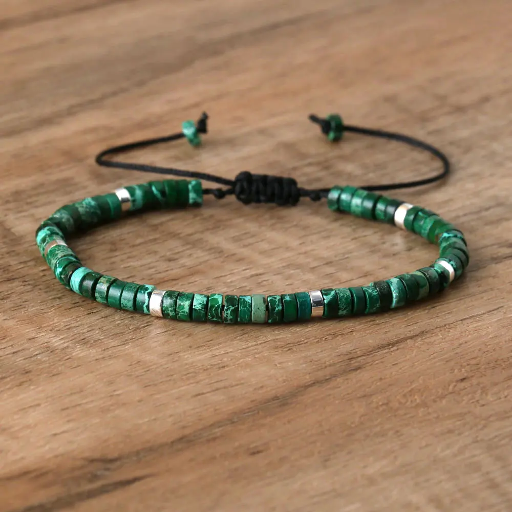 Natural Blue Emperor Stone Beaded Bracelet, Adjustable Fit - Image 27