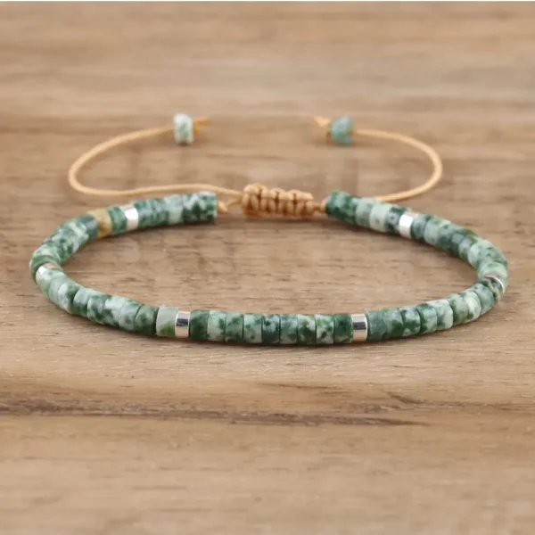 Natural Blue Emperor Stone Beaded Bracelet, Adjustable Fit