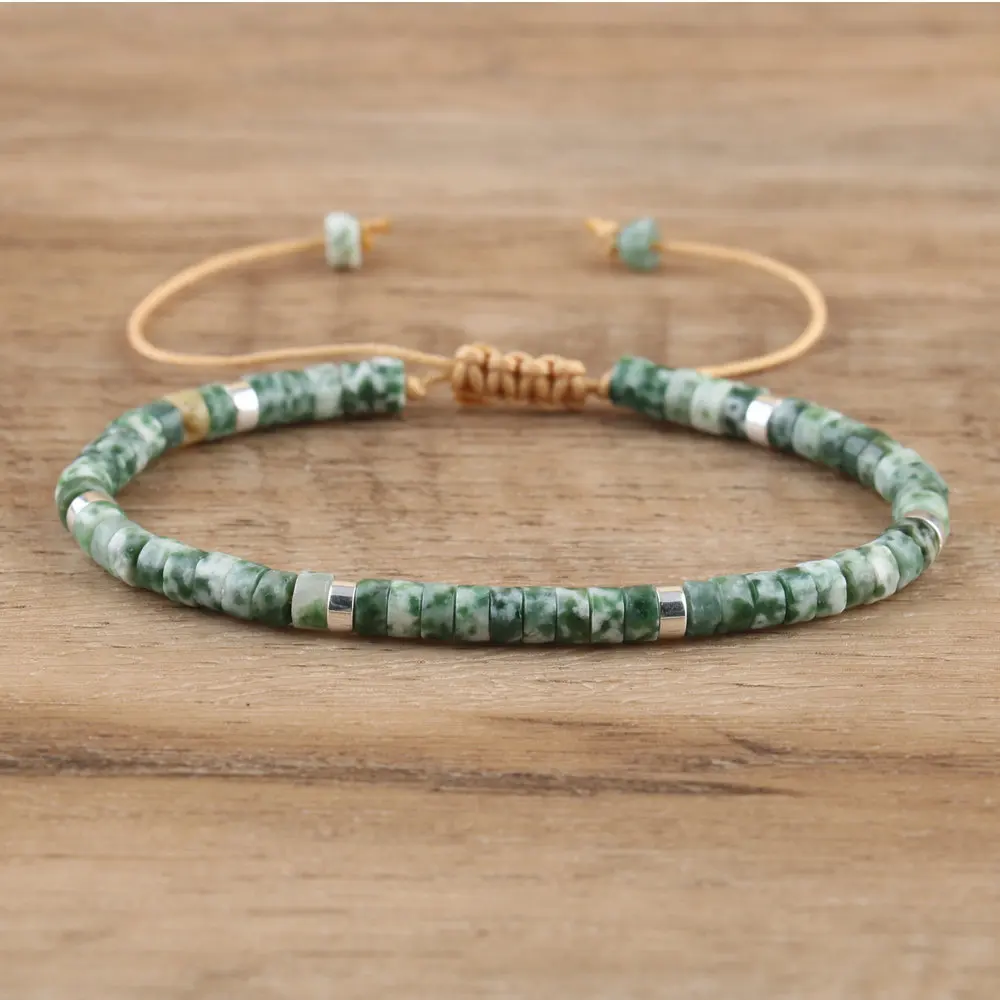 Natural Blue Emperor Stone Beaded Bracelet, Adjustable Fit - Image 26