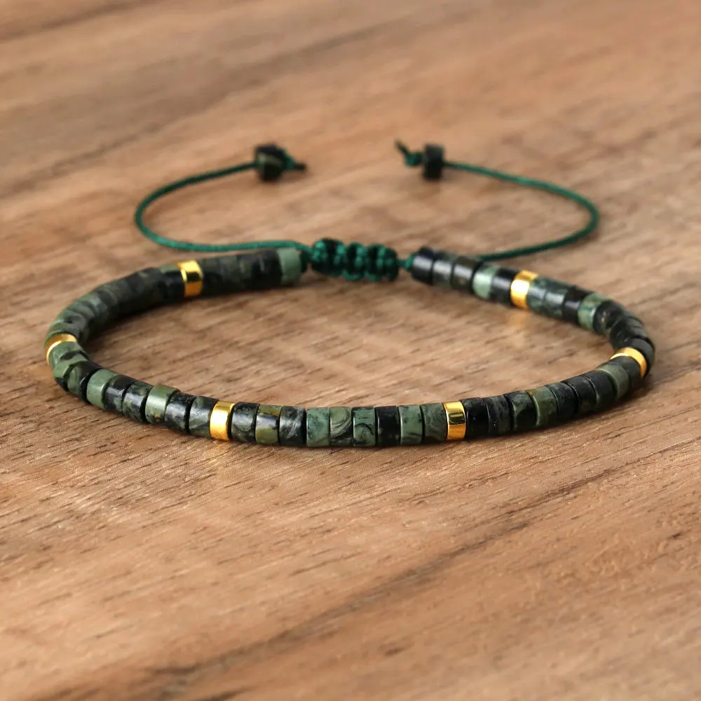 Natural Blue Emperor Stone Beaded Bracelet, Adjustable Fit - Image 22