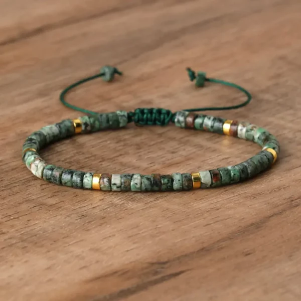 Natural Blue Emperor Stone Beaded Bracelet, Adjustable Fit