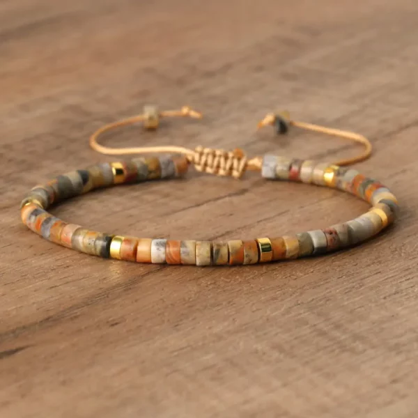 Natural Blue Emperor Stone Beaded Bracelet, Adjustable Fit