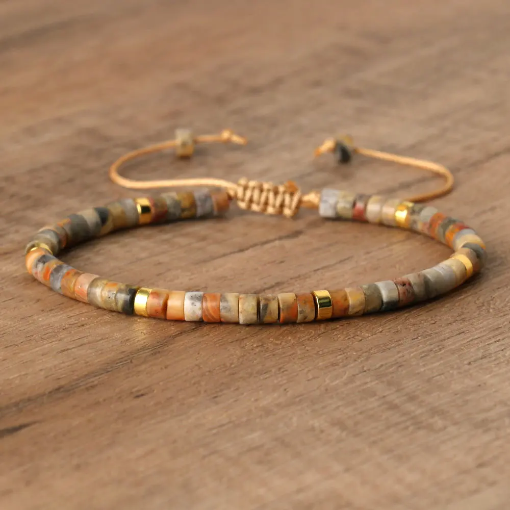 Natural Blue Emperor Stone Beaded Bracelet, Adjustable Fit - Image 19