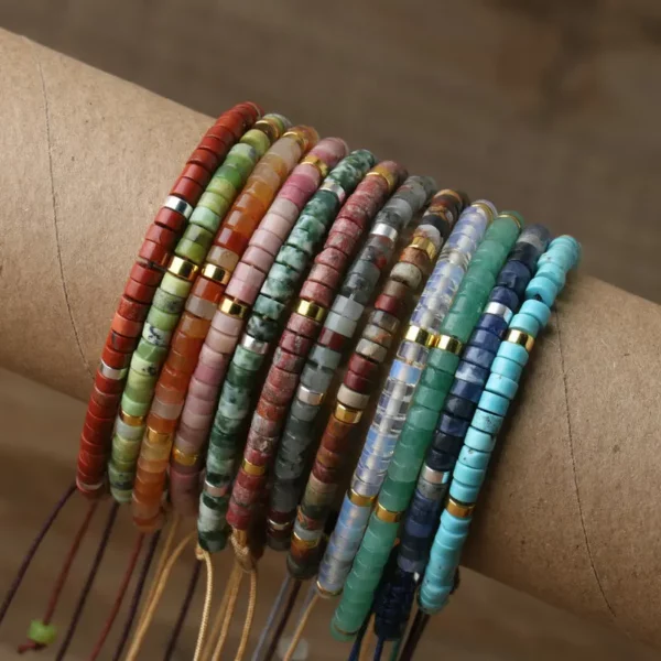 Natural Blue Emperor Stone Beaded Bracelet, Adjustable Fit