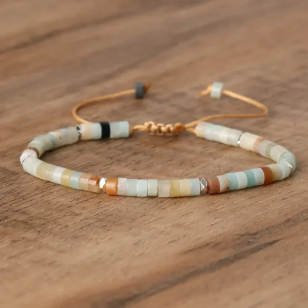 Natural Blue Emperor Stone Beaded Bracelet, Adjustable Fit