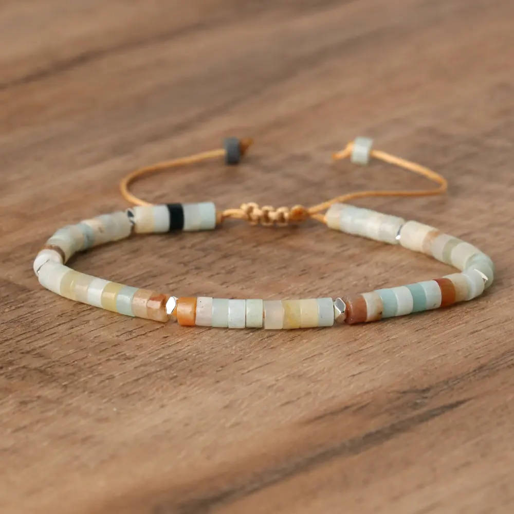 Natural Blue Emperor Stone Beaded Bracelet, Adjustable Fit - Image 9