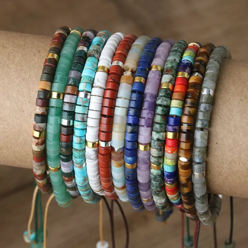 Natural Blue Emperor Stone Beaded Bracelet, Adjustable Fit - Image 6