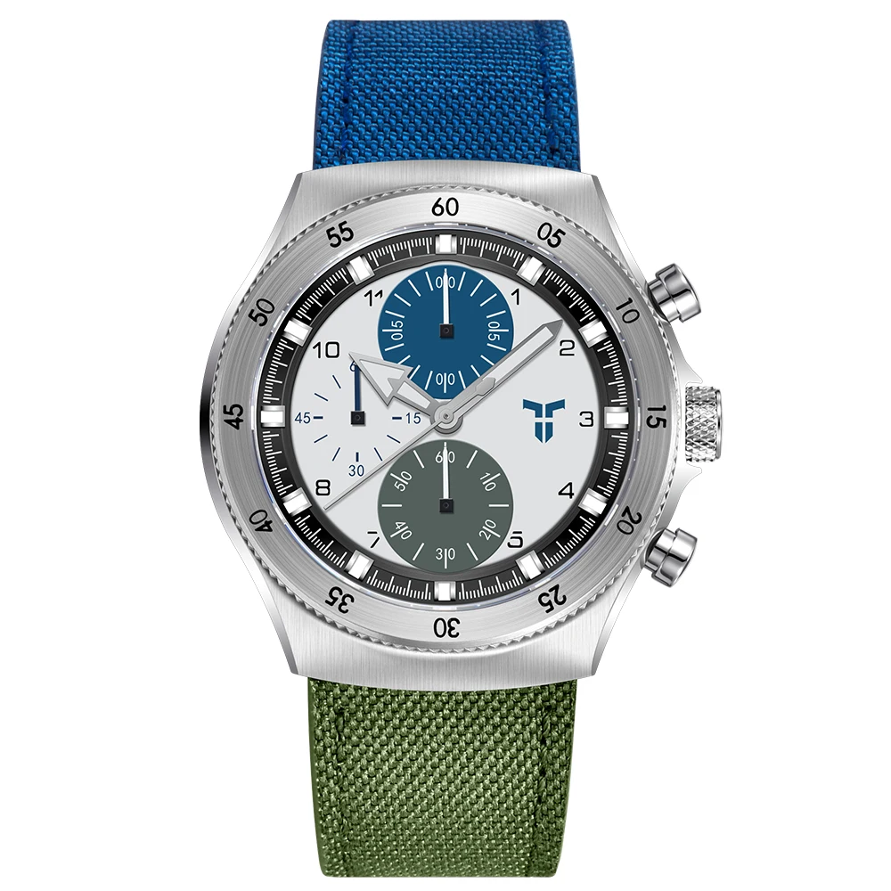 Men's Sport Watch, Dual Time, Sapphire dual color blue and green - Image 7