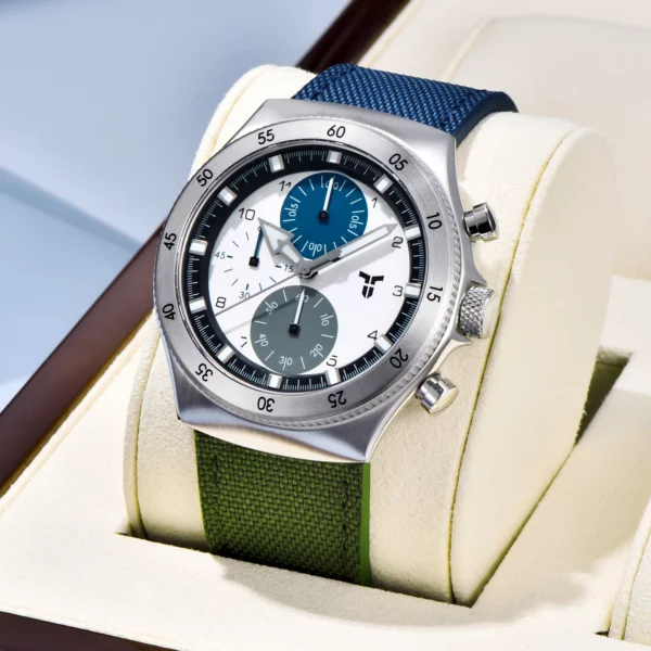Men's Sport Watch, Dual Time, Sapphire dual color blue and green