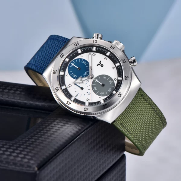 Men's Sport Watch, Dual Time, Sapphire dual color blue and green