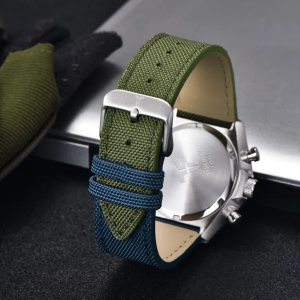 Men's Sport Watch, Dual Time, Sapphire dual color blue and green