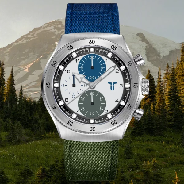 Men's Sport Watch, Dual Time, Sapphire dual color blue and green