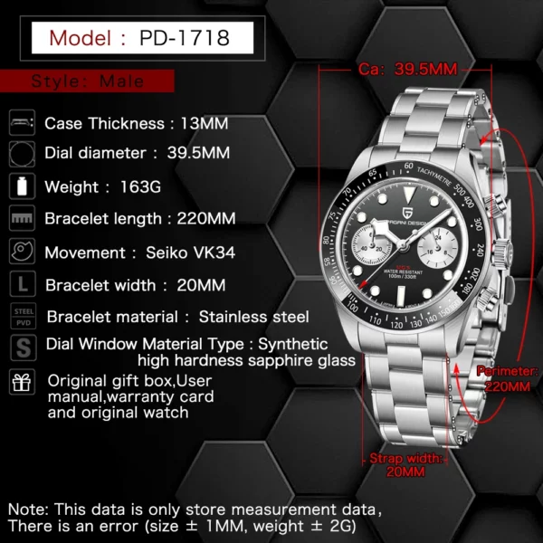 Pagani Design Panda Dial Chronograph Watch for Men