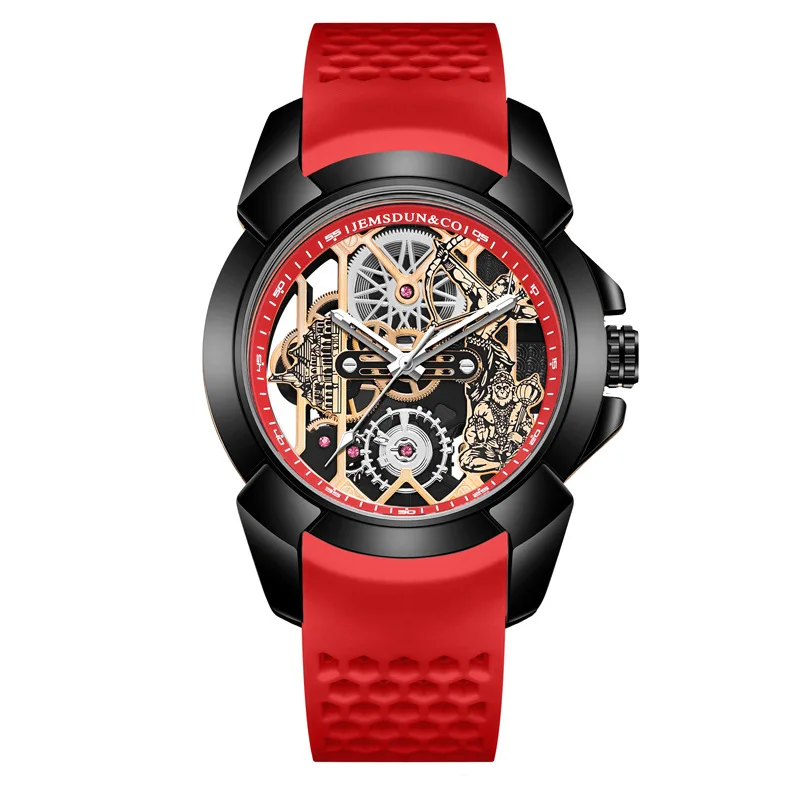 3D Skeleton orange Dial Luxury Quartz Watch for Men - Image 12